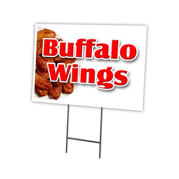 Signmission Buffalo Wings Yard Sign & Stake outdoor plastic coroplast window, C-1216-DS-Buffalo Wings C-1216-DS-Buffalo Wings - main